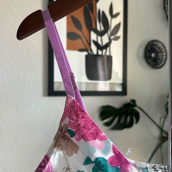 NWOT Free People Cami Floral Hanky Style Adjustable Straps Tank V Neck Pink Boho - Picture 2 of 13